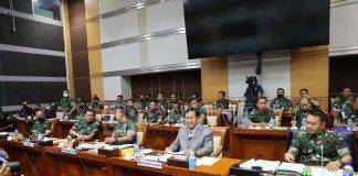 Menhan Prabowo, Panglima dan Kepala Staf Tiga Matra Bahas APBN di Komisi I
